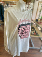 Mari Pink Leopard Tongue Rocker Mouth Long Sleeve