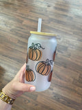 Sherri Pumpkin Doodle Glass Can