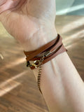 Terry Leather Wrap Bracelet with Horseshoe Charm