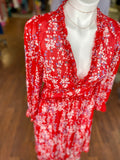 Madison Long Sleeve Plunging Floral Ruffle Maxi Dress
