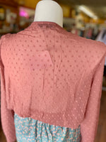Maggie Embellished Swiss Dot Long Sleeve Blouse - Pink