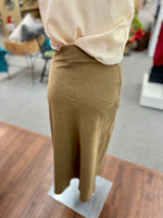 Sandra Suede Side Zipper Midi Skirt