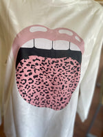 Mari Pink Leopard Tongue Rocker Mouth Long Sleeve