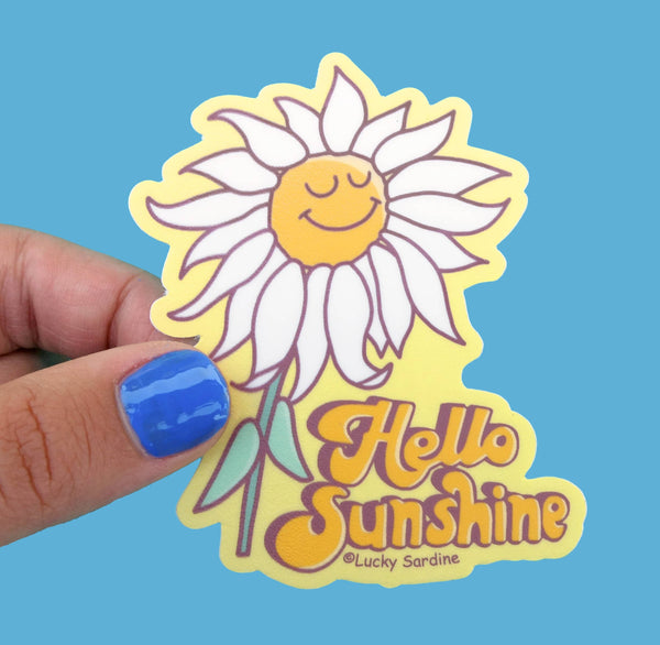 Hello Sunshine Daisy Flower Vinyl Sticker