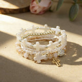 Shanna Cross Charm Mixed Bead Bracelet Set