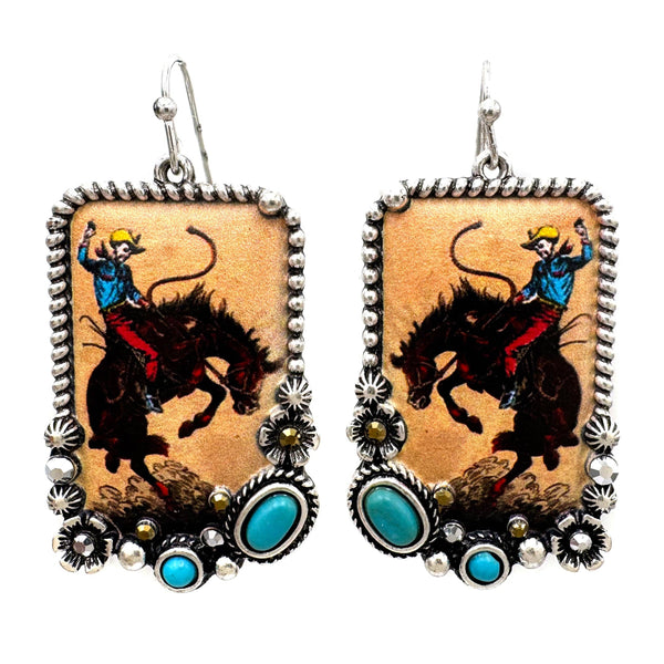 Annette Rodeo Cowboy Dangle Earrings