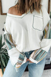 Merle Stripe Patchwork Waffle Knit Top
