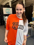 Nettie Cursive Outline Glitter Tigers Split Top