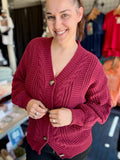 Kitty Retro Lantern Sleeve Knitted Cardigan