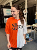 Nettie Cursive Outline Glitter Tigers Split Top