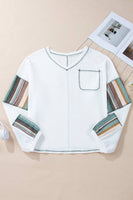 Merle Stripe Patchwork Waffle Knit Top