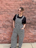 Courtney Checkered Wide Leg Jumpsuit w/ Pockets