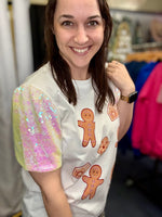 Nell Gingerbread Sequin Short Sleeve Top