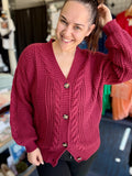 Kitty Retro Lantern Sleeve Knitted Cardigan