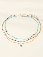 Rihanna Beaded Multi-Colored Three-Piece Necklace Set