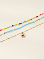 Rihanna Beaded Multi-Colored Three-Piece Necklace Set