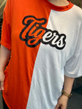 Nettie Cursive Outline Glitter Tigers Split Top