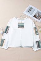 Merle Stripe Patchwork Waffle Knit Top