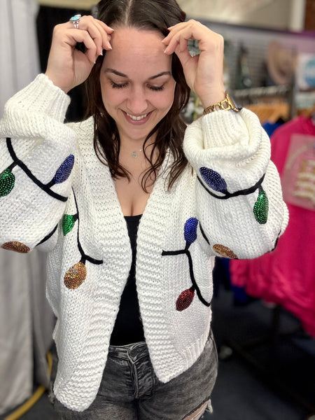 Elma Sequin Christmas Light Cardigan