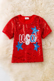 Betsy Patriotic Sequin USA Top