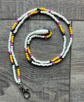 Lara Pencil Teacher Seed Bead Lanyard with Breakaway Clasp