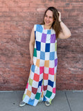 Blake Loose Sleeveless Colorful Checker Jumpsuit