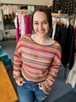 Marlene Boho Striped Knit Bell Sleeve Top