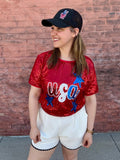Betsy Patriotic Sequin USA Top
