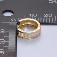 Gladys Gold Filled Clear Baguette Cubic Zirconia Huggie Earrings