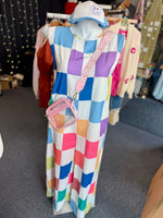 Blake Loose Sleeveless Colorful Checker Jumpsuit