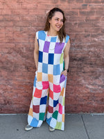 Blake Loose Sleeveless Colorful Checker Jumpsuit
