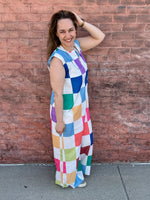 Blake Loose Sleeveless Colorful Checker Jumpsuit