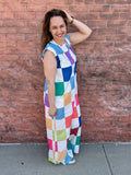 Blake Loose Sleeveless Colorful Checker Jumpsuit