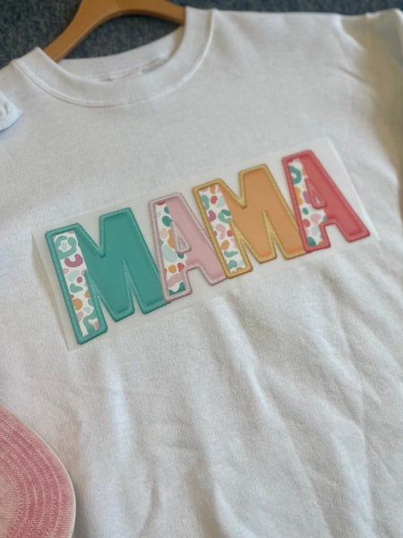 Faux Embroidered Mama Transfer