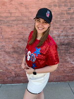 Betsy Patriotic Sequin USA Top