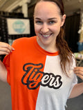 Nettie Cursive Outline Glitter Tigers Split Top