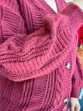 Kitty Retro Lantern Sleeve Knitted Cardigan
