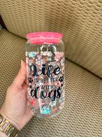 Glass Cup with Acrylic Lid & Glass Straw