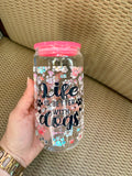 Glass Cup with Acrylic Lid & Glass Straw