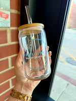 Glass Cup with Bamboo Lid & Glass Straw