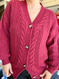Kitty Retro Lantern Sleeve Knitted Cardigan