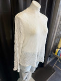 Ingrid Sheer Lace Bell Sleeve Mock Neck Blouse