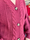 Kitty Retro Lantern Sleeve Knitted Cardigan