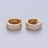 Gladys Gold Filled Clear Baguette Cubic Zirconia Huggie Earrings