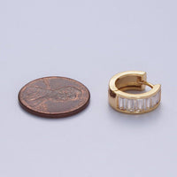 Gladys Gold Filled Clear Baguette Cubic Zirconia Huggie Earrings