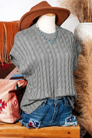 Casey Cable Knit Short Sleeve Sweater