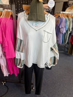 Merle Stripe Patchwork Waffle Knit Top