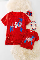 Betsy Patriotic Sequin USA Top