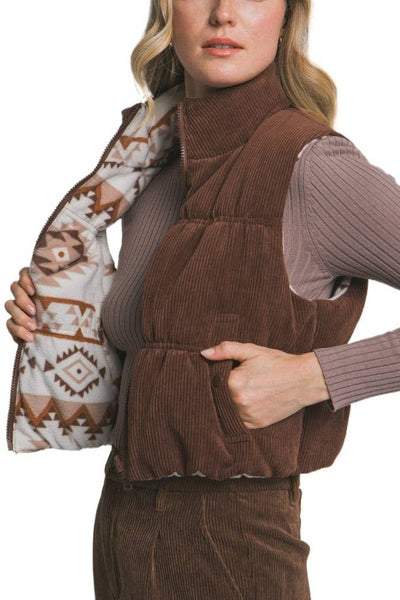 Vera Reversible Corduroy Puffer Vest