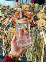 Glass Cup with Bamboo Lid & Glass Straw
